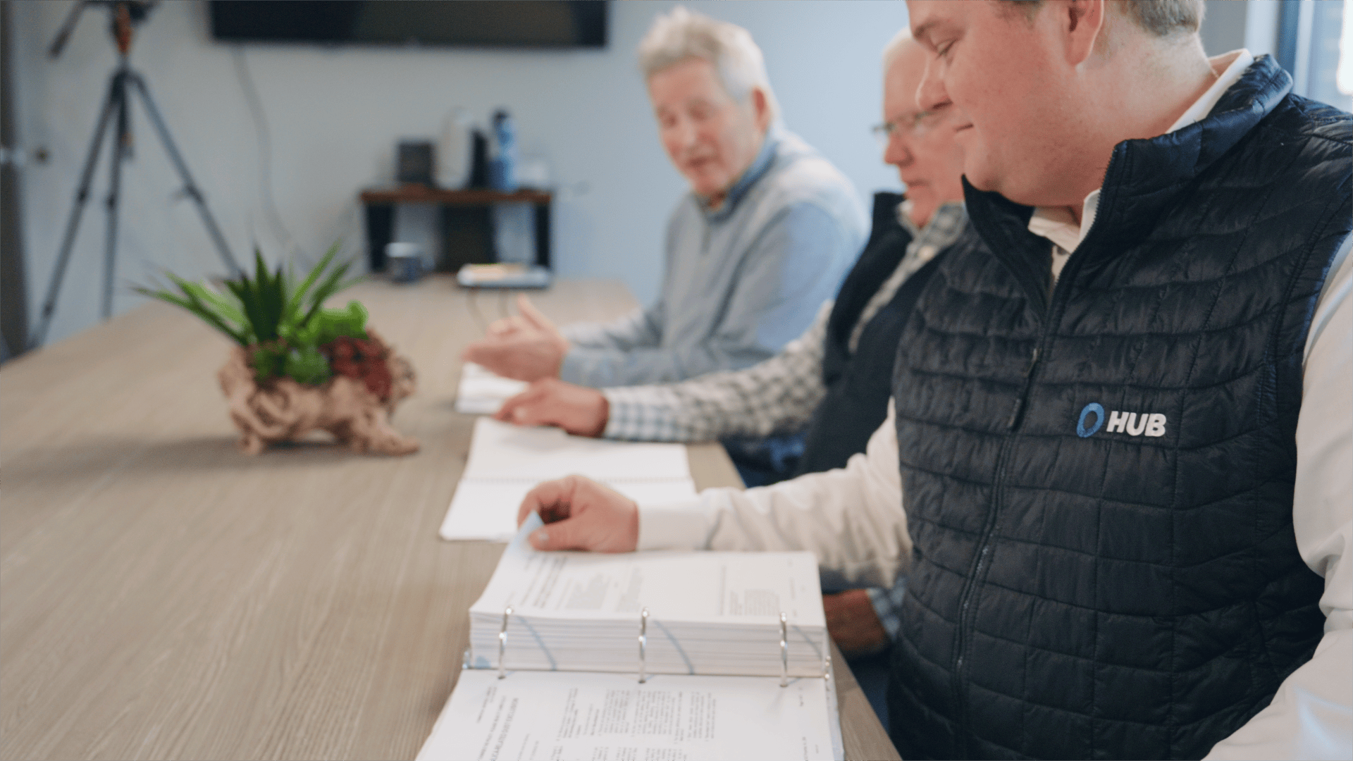 HUB Team Haugen reviewing a client program